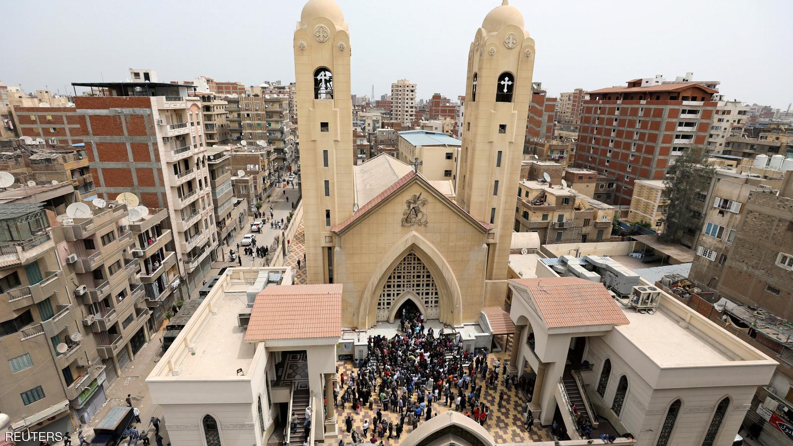 A general view is seen as Egyptians gather by a Coptic church that was bombed on Sunday in Tanta, Egypt, April 9, 2017. REUTERS/Mohamed Abd El Ghany