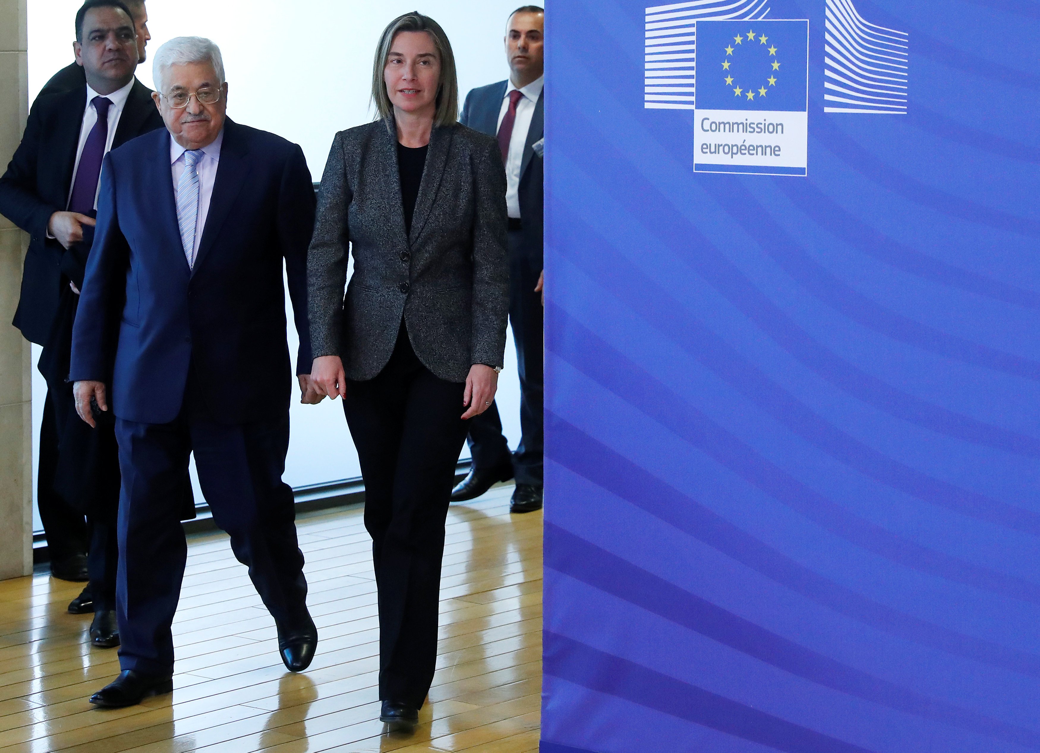 رئيس دولة فلسطين يلتقي مع مفوضة السياسة الخارجية في الاتحاد الأوروبي