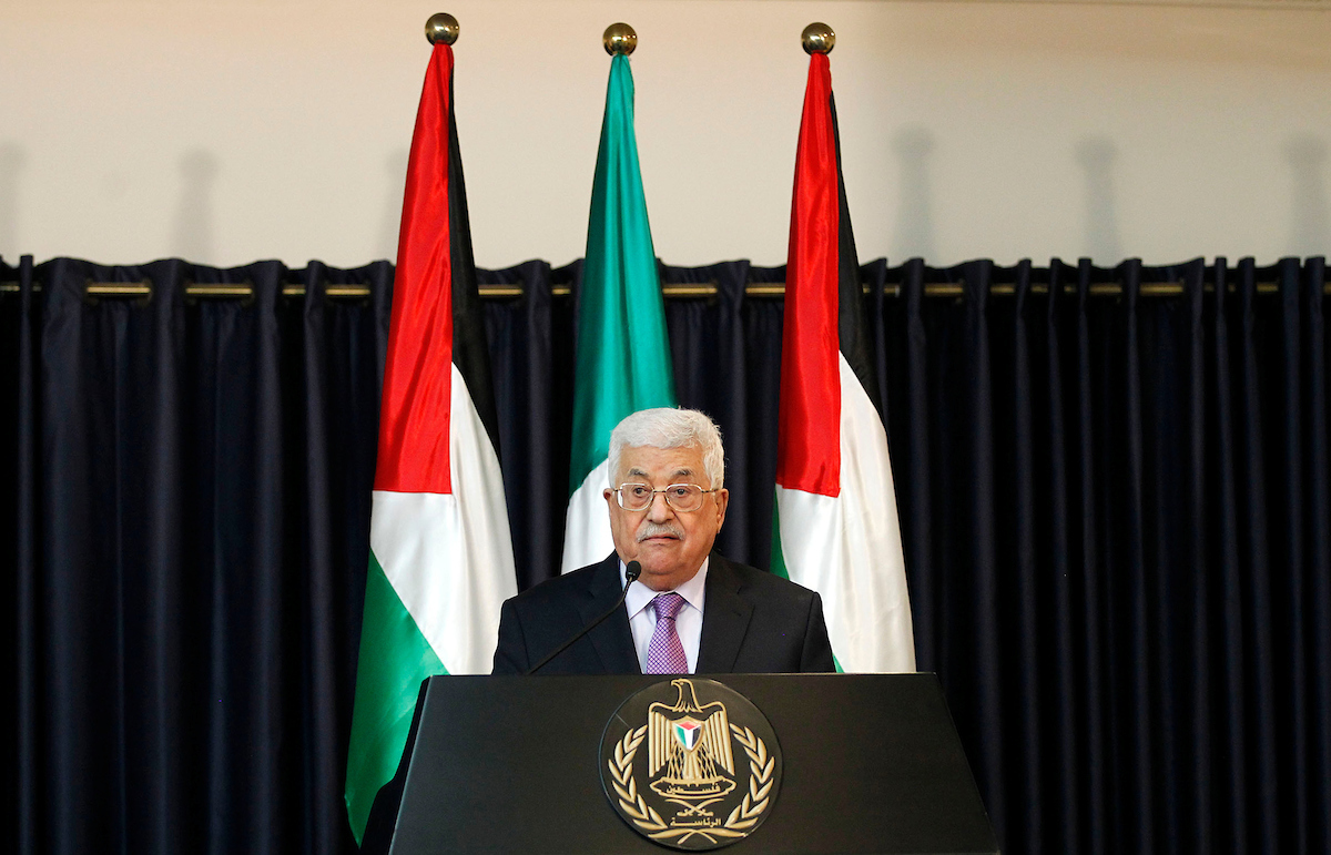 Palestinian President Mahmoud Abbas speaks during a joint news conference with Italy's President Sergio Mattarella in the West Bank city of Bethlehem November 1, 2016. Photo by Wisam Hashlamoun