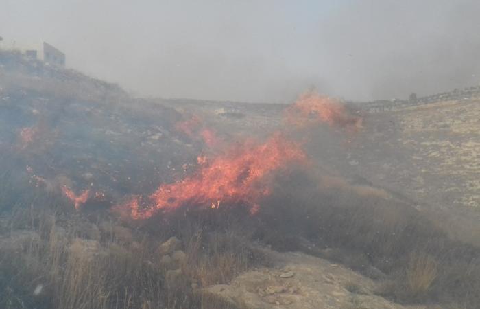 حريق غرب نابلس يهدد عددا من منازل المواطنين