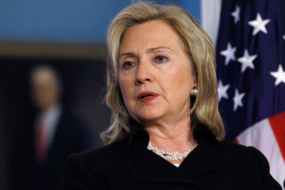 WASHINGTON, DC - JUNE 01: U.S. Secretary of State Hillary Clinton answers a reporter's question during a joint news conference with Brazilian Foreign Minister Antonio Patriota at the Department of State June 1, 2011 in Washington, DC. The two leaders discussed the trade inbalance between the two countries and plans for the possible visit by Brazilian President Dilma Rousseff to the United States. (Photo by Chip Somodevilla/Getty Images)