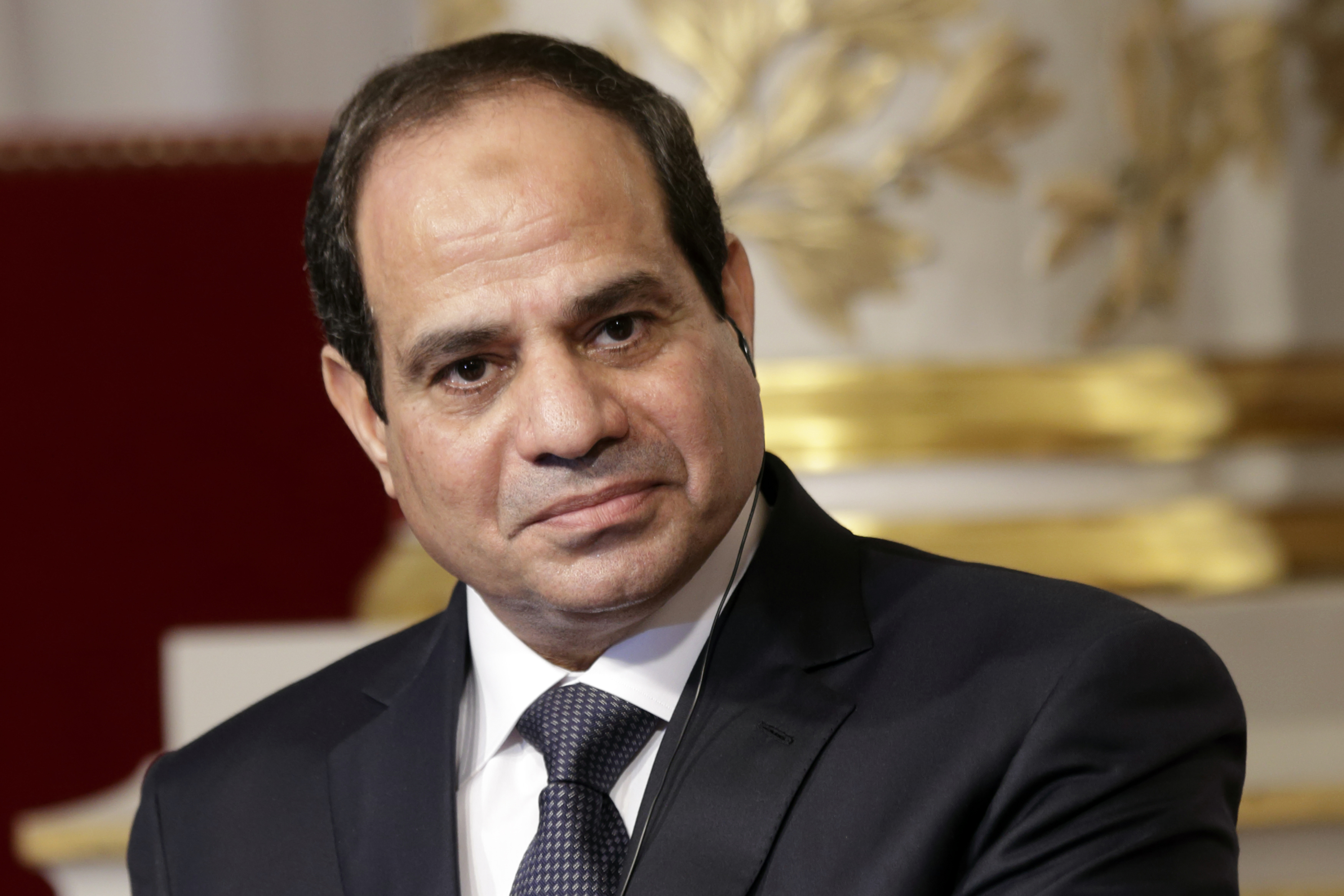Egyptian President Abdel Fattah al-Sisi delivers a statement following a meeting with French President Francois Hollande at the Elysee Palace in Paris, November 26, 2014. REUTERS/Philippe Wojazer (FRANCE - Tags: POLITICS HEADSHOT) - RTR4FORT