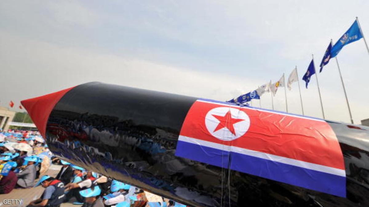 A mock North Korean missile is pictured during a rally denouncing North Korea's nuclear test and its recent missile launches, at the War Memorial of Korea in Seoul on June 4, 2009. Meanwhile a North Korean navy patrol boat on June 4 crossed into South Korean waters and stayed almost one hour before retreating after repeated warnings, Seoul military officials said. AFP PHOTO/KIM JAE-HWAN (Photo credit should read KIM JAE-HWAN/AFP/Getty Images)