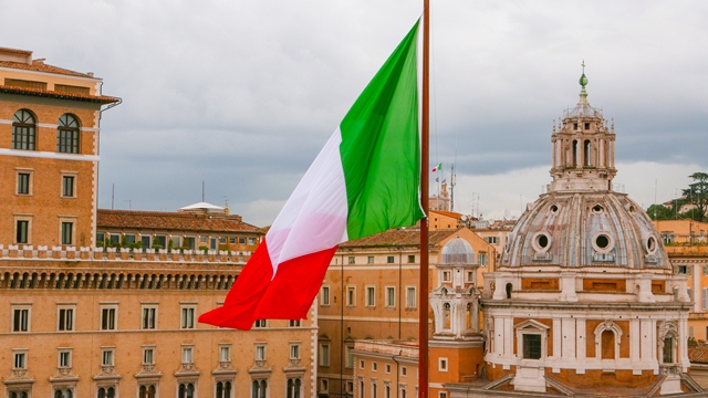 Italian Flag in the city of Rome