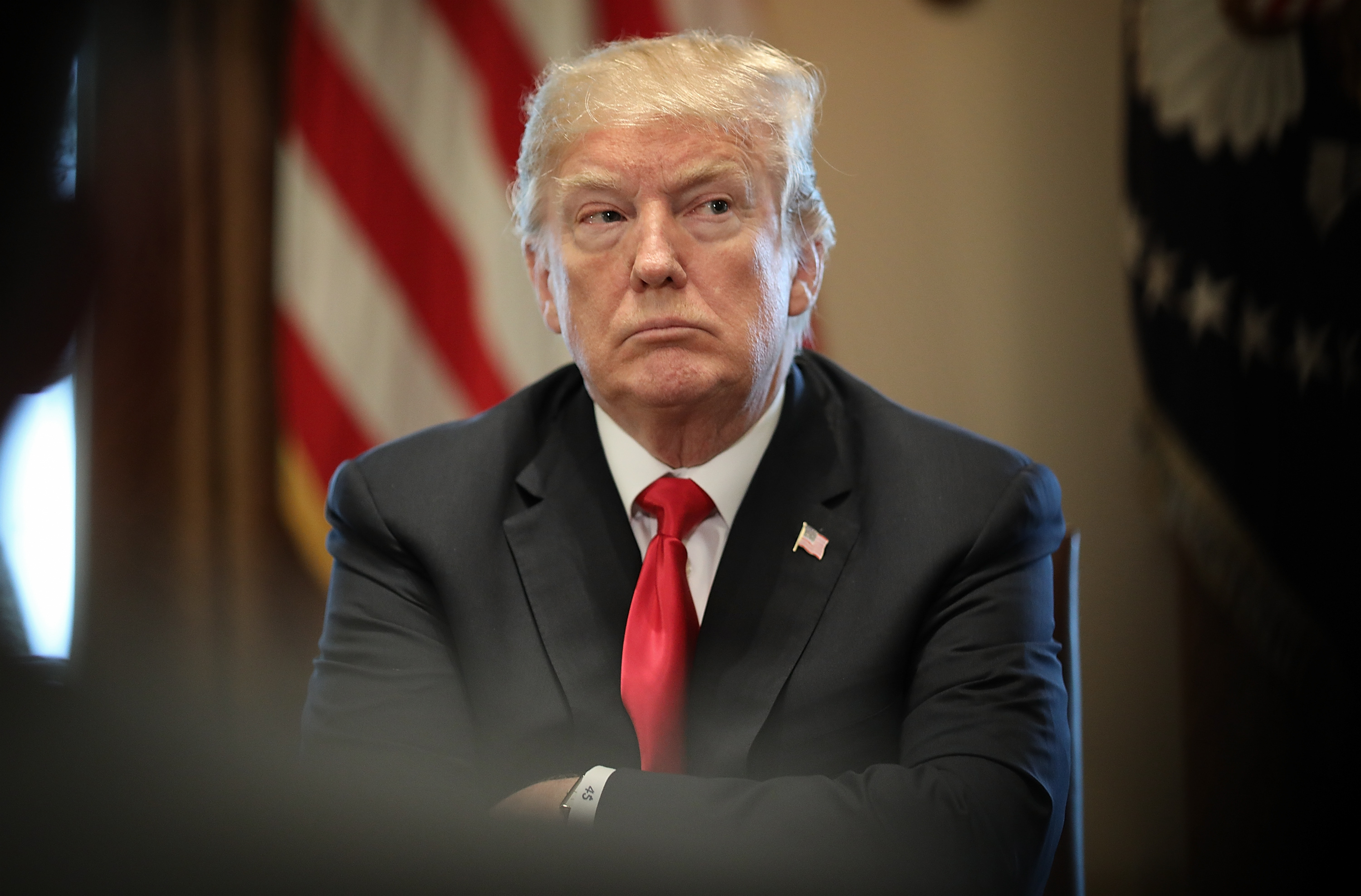 WASHINGTON, DC - MARCH 01: U.S. President Donald Trump participates in a meeting with leaders of the steel industry at the White House March 1, 2018 in Washington, DC. Trump announced planned tariffs on imported steel and aluminum during the meeting, with details to be released at a later date. (Photo by Win McNamee/Getty Images)