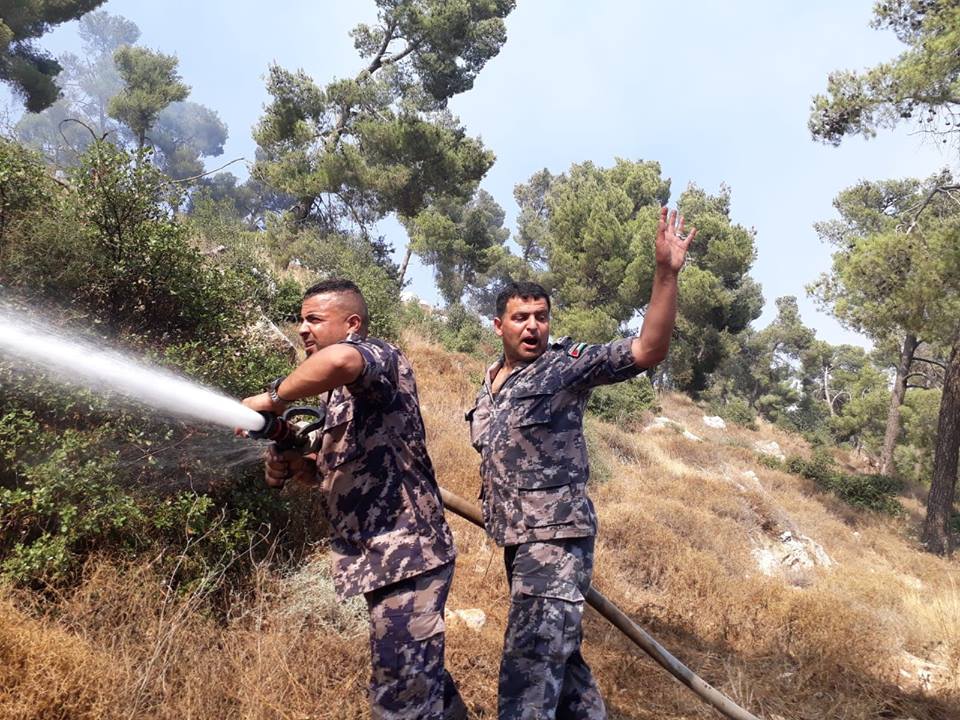 بالصور .. الدفاع المدني يتمكن من السيطرة على حريق هائل في احراش واد القف بالخليل