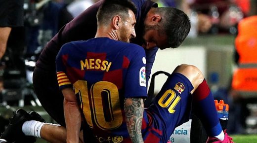 إصابة ميسي في مباراة برشلونة ضد فياريال بالدوري الإسباني