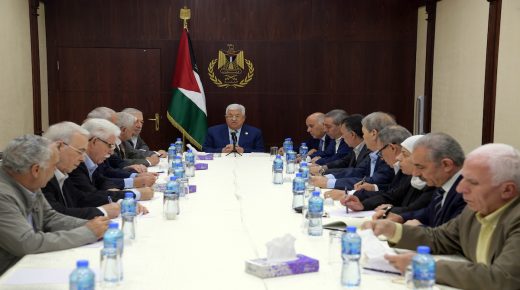 Palestinian President Mahmoud Abbas chairs a meeting of the Central Committee of the Fatah movement, in the West Bank city of Ramallah, on October 01, 2019. Photo by Thaer Ganaim