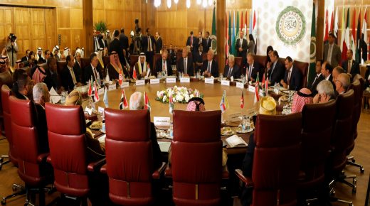 A general view shows a meeting of the Arab League's foreign ministers after U.S. President Donald Trump announced his Middle East peace plan, in Cairo, Egypt, February 1, 2020. REUTERS/Mohamed Abd El Ghany