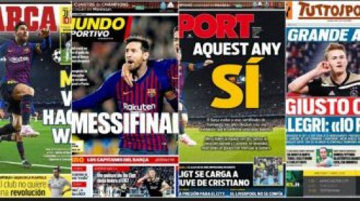 عناوين الصحف الرياضية العالمية