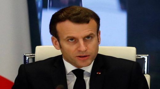 French President Emmanuel Macron addresses a meeting at the emergency crisis centre of The Interior Ministry in Paris on March 20, 2020, as France faces an aggressive progression of the coronavirus disease (COVID-19). (Photo by GONZALO FUENTES / POOL / AFP)