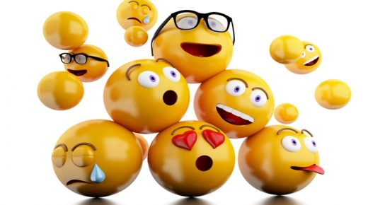 3d illustration. Emojis icons with facial expressions. Social media concept. Isolated white background