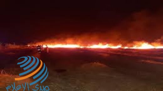 احتراق أراض زراعية شرق يطا بسبب قنابل أطلقها الاحتلال