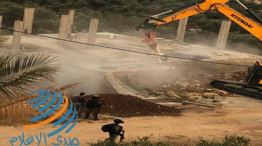 الاحتلال يهدم منزلا قيد الانشاء في قراوة بني حسان غرب سلفيت