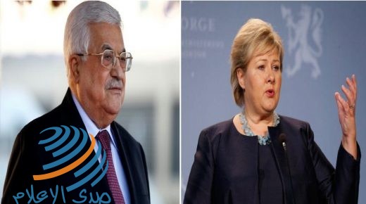 رئيسة وزراء النرويج في اتصال مع الرئيس: ندعم حل الدولتين وضد الأعمال الاحادية