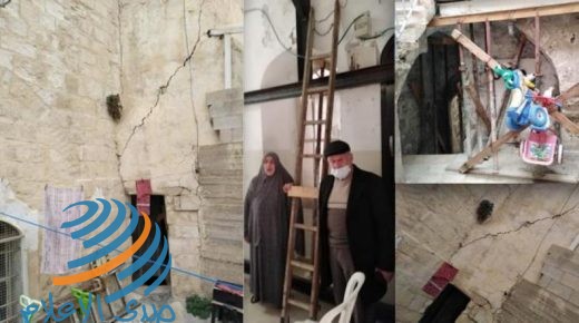 القدس: مقدسيون يعتصمون في “حوش النرسات” بباب السلسلة احتجاجا على تضرر منازلهم بفعل حفريات الاحتلال