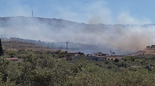 مستوطنون يضرمون النار في عشرات الدونمات من الأراضي الزراعية جنوب نابلس