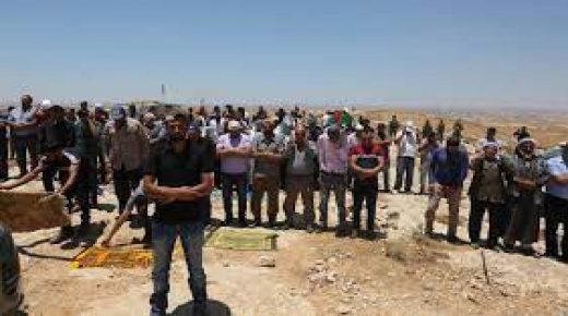 عشرات المواطنين يؤدون صلاة الجمعة في أراضيهم المهددة بالاستيلاء شرق يطا