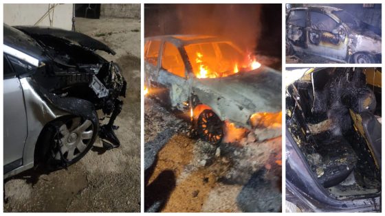 مستوطنون يحرقون أربع مركبات في جالود جنوب نابلس