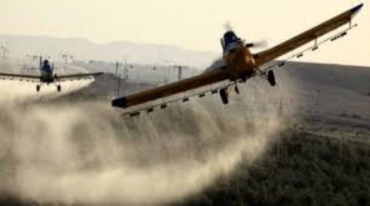 طائرة إسرائيلية ترش مبيدات سامة على المزروعات شرق دير البلح
