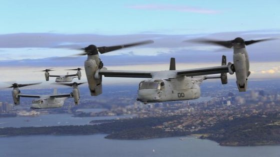 (FILES) This image obtained from the US Marine Corps shows three MV-22B Osprey tiltrotor aircrafts flying in formation above the Pacific Ocean off the coast of Sydney on June 29, 2017. A United States Osprey military aircraft crashed on a remote island north of Australia's mainland while taking part in war games on August 27, 2023, Australia's Defence Department said. - RESTRICTED TO EDITORIAL USE - MANDATORY CREDIT "AFP PHOTO / US MARINE CORPS / Lance Cpl. Amy PHAN" - NO MARKETING NO ADVERTISING CAMPAIGNS - DISTRIBUTED AS A SERVICE TO CLIENTS (Photo by Amy PHAN / US MARINE CORPS / AFP) / RESTRICTED TO EDITORIAL USE - MANDATORY CREDIT "AFP PHOTO / US MARINE CORPS / Lance Cpl. Amy PHAN" - NO MARKETING NO ADVERTISING CAMPAIGNS - DISTRIBUTED AS A SERVICE TO CLIENTS