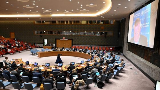 A wide view of the Security Council meeting on the situation in the Middle East, including the Palestinian question.