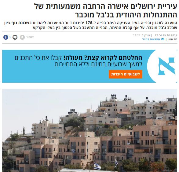 المصادقة على 176 وحدة سكنية استيطانية في القدس المحتلة