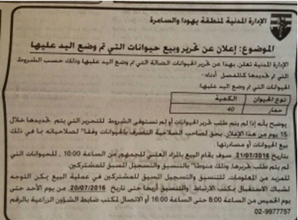 الإدارة المدنية الإسرائيلية تعلن عن مزاد لبيع “حمير” مصادرة من المزارعين الفلسطينيين