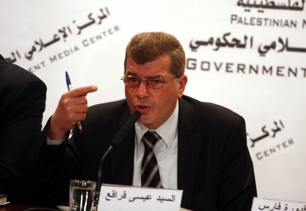 Palestinian Prisoners Minister, Issa Qaraqe attends a press conference discussing the prosecution of Palestinian children by Israeli occupation forces in the West Bank city of Ramallah on March 1, 2011. Photo by Issam Rimawi
