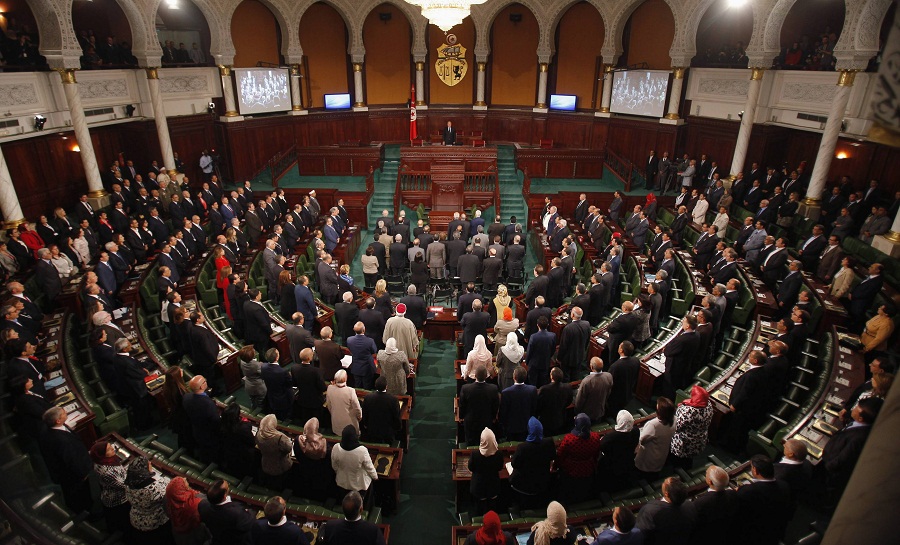 A general view of Tunisia's Constituent Assembly is seen in session in Tunis December 2, 2014. Tunisia's first full elected parliament held its opening session on Tuesday with a challenge to implement the democracy its people sought when they marched in the 2011 revolt against autocrat Zine el-Abidine Ben Ali. REUTERS/Zoubeir Souissi (TUNISIA - Tags: POLITICS)