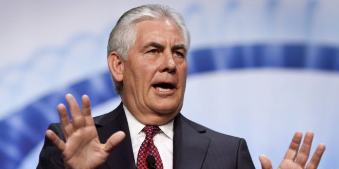 Rex Tillerson, chief executive officer of Exxon Mobile Corp., speaks at the 2012 CERAWEEK conference in Houston, Texas, U.S., on Friday, March 9, 2012. Exxon Mobil Corp. is moving toward the conclusion of an agreement to drill in the Russian Arctic, Tillerson said. Photographer: F. Carter Smith/Bloomberg via Getty Images