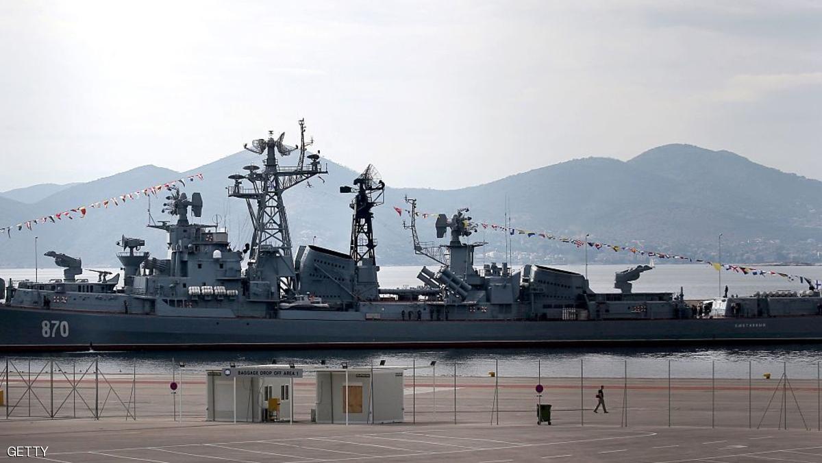 Russian naval destroyer Smetlivy is docked at the port of Piraeus, to take part in an event celebrating the Russian-Greek year of culture, near Athens on October 30, 2016. / AFP / ANGELOS TZORTZINIS (Photo credit should read ANGELOS TZORTZINIS/AFP/Getty Images)