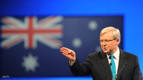BRISBANE, AUSTRALIA - SEPTEMBER 01: Prime Minister Kevin Rudd speaks during the Labor party campaign launch at the Brisbane Convention and Exhibition Centre on September 1, 2013 in Brisbane, Australia. The incumbent centre-left Australian Labor Party has trailed the conservative Liberal-National Party coalition for the first four weeks of the campaign, and most pollsters give them little hope of retaining government. Australians head to the polls this Saturday, September 7. (Photo by Lukas Coch-Pool/Getty Images)
